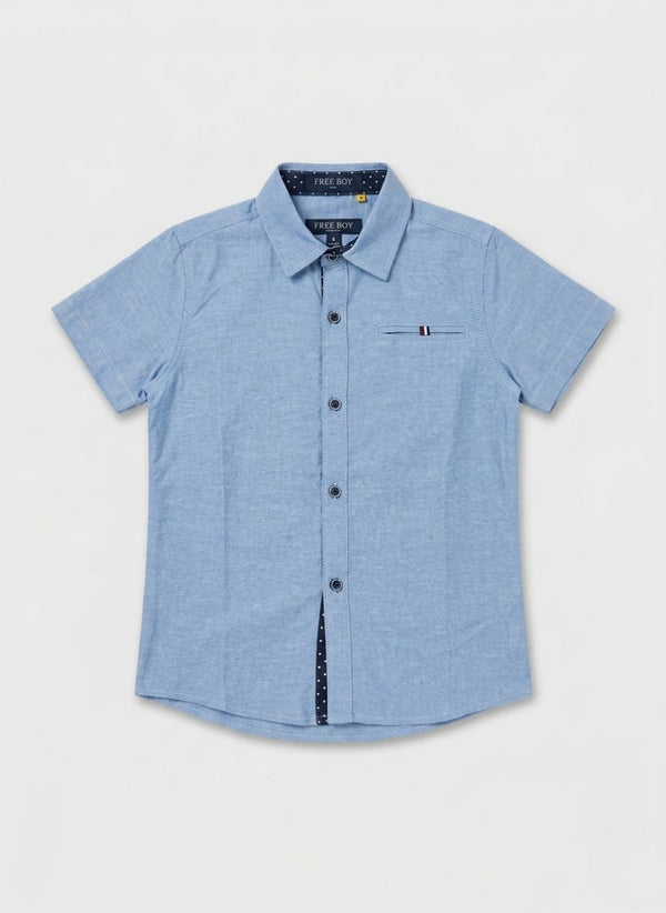CAMISA MANGA CORTA NIÑO AZUL