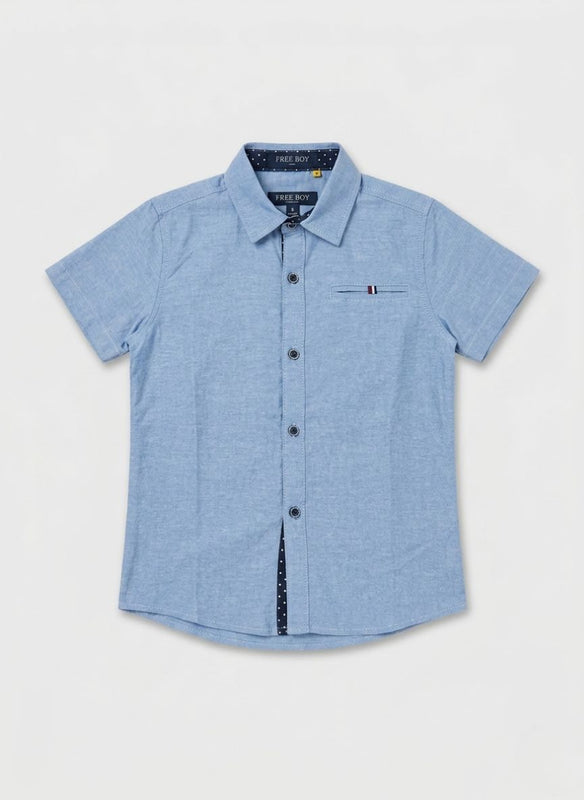 CAMISA MANGA CORTA NIÑO AZUL