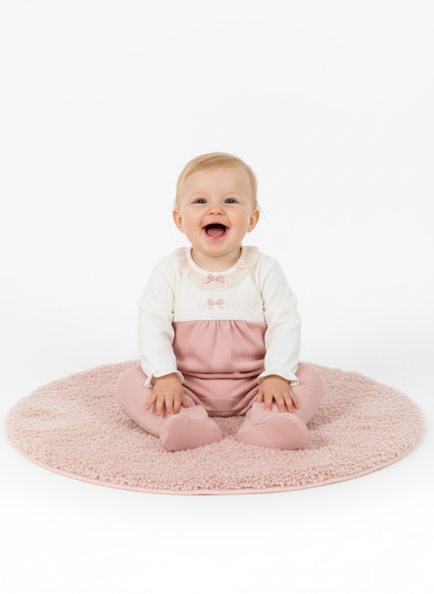 PELELE DE MANGA LARGA BLANCO Y ROSA CON ENCAJE