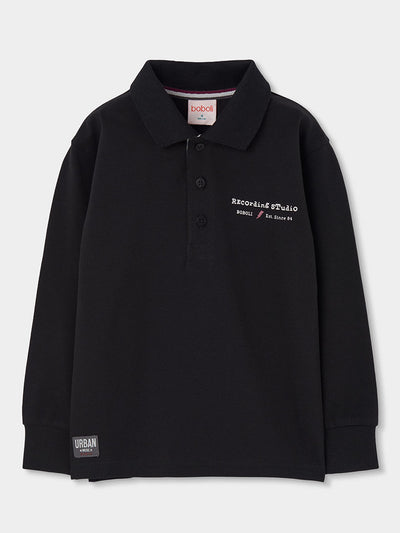 POLO DE MANGA LARGA NEGRO NIÑO
