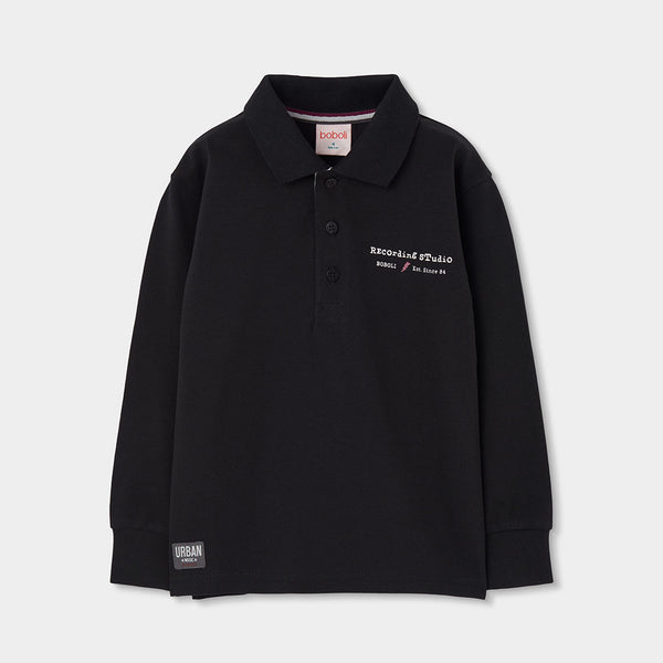 POLO DE MANGA LARGA NEGRO NIÑO