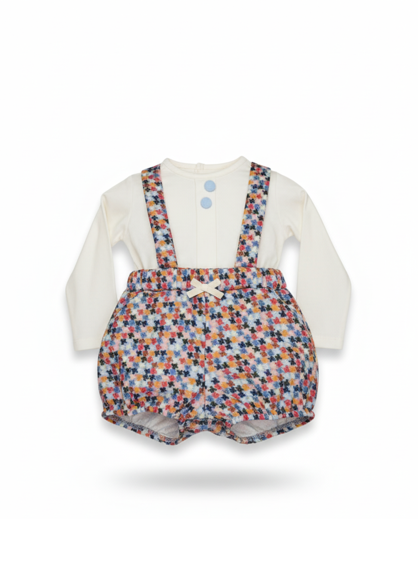 CONJUTO CON PETO DE ESTAMPADO MULTICOLOR