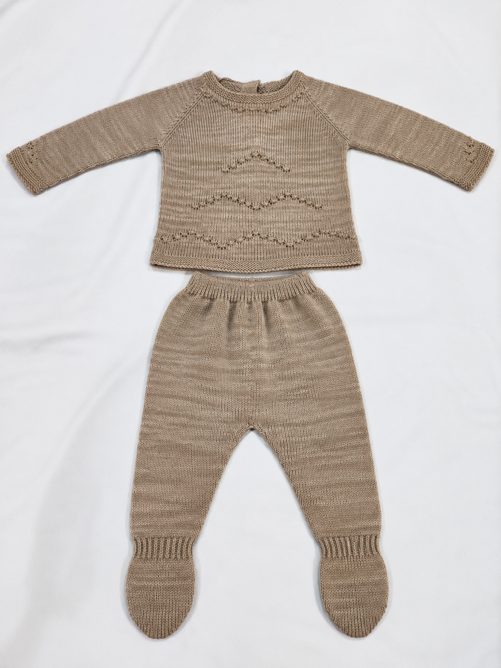 CONJUNTO DE BEBÉ DE LANA MANGA LARGA ECRUE