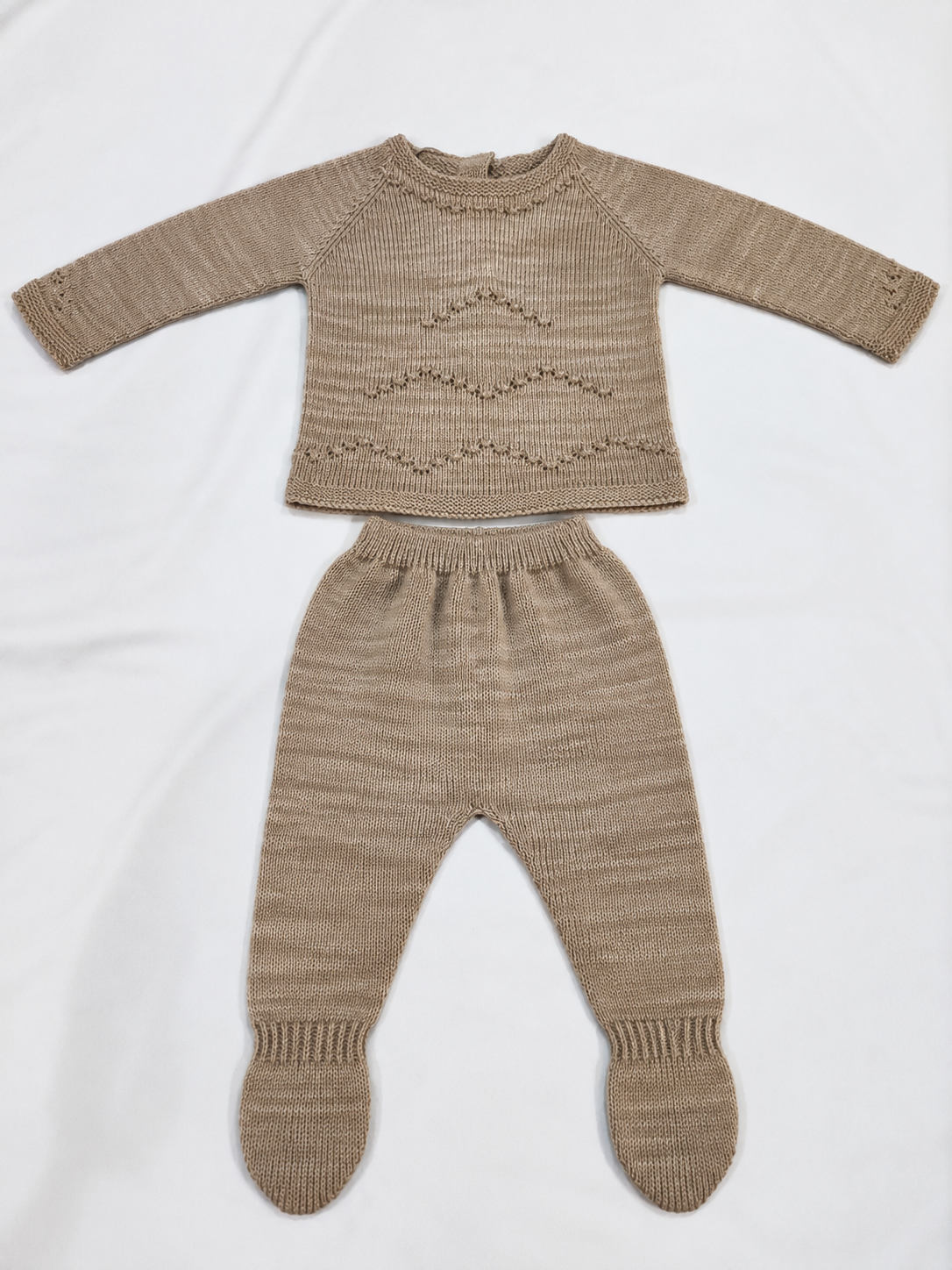 CONJUNTO DE BEBÉ DE LANA MANGA LARGA ECRUE
