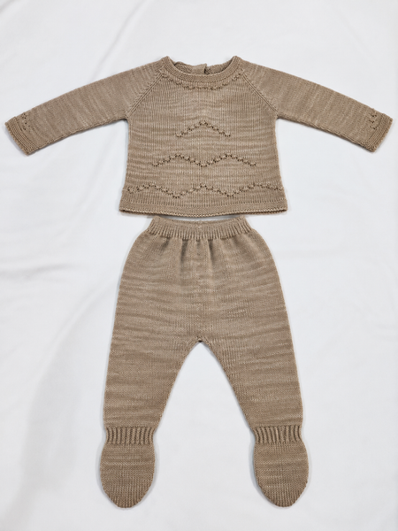 CONJUNTO DE BEBÉ DE LANA MANGA LARGA ECRUE