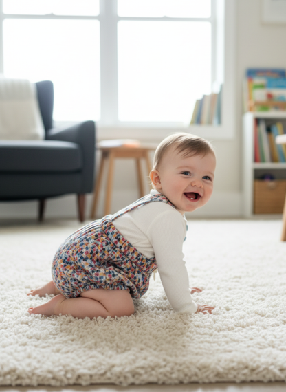 CONJUTO CON PETO DE ESTAMPADO MULTICOLOR