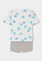 CONJUNTO BLANCO DE PUNTO CON ESTAMPADAO DE ELEFANTES