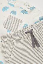 CONJUNTO BLANCO DE PUNTO CON ESTAMPADAO DE ELEFANTES