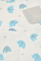 CONJUNTO BLANCO DE PUNTO CON ESTAMPADAO DE ELEFANTES