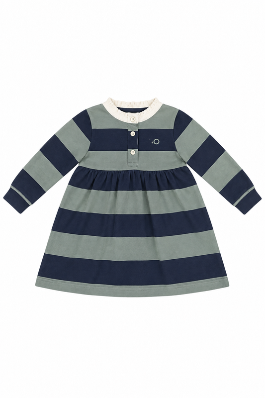 POLO VESTIDO DE RAYAS MARINO Y CELESTE NIÑA ELEO