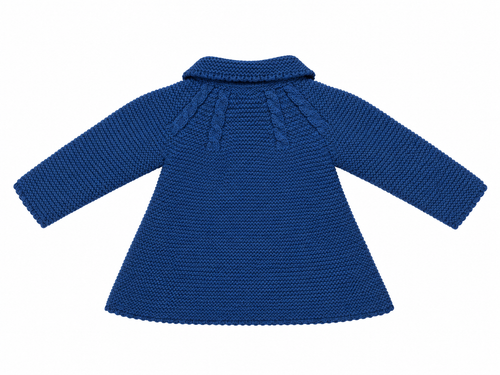 ABRIGO DE PUNTO PARA BEBÉ CON CUELLO Y DETALLES DE TRENZAS ÍNDIGO