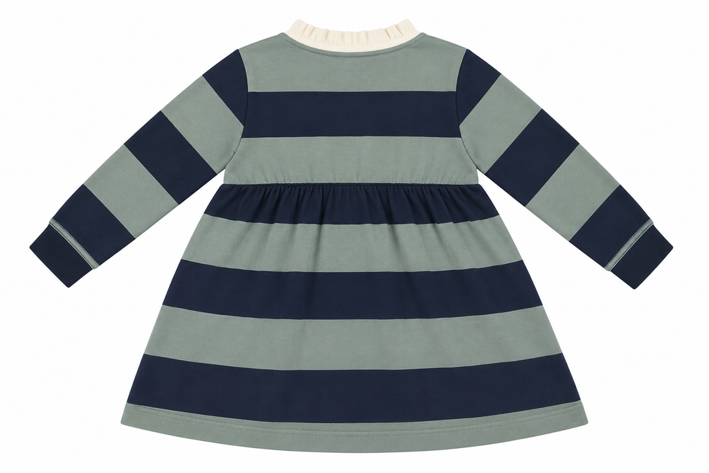 POLO VESTIDO DE RAYAS MARINO Y CELESTE NIÑA ELEO