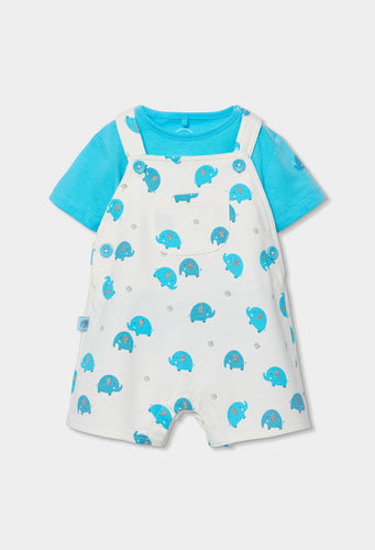 CONJUNTO DE PUNTO CON ESTAMPADO DE ELEFANTES BLANCO