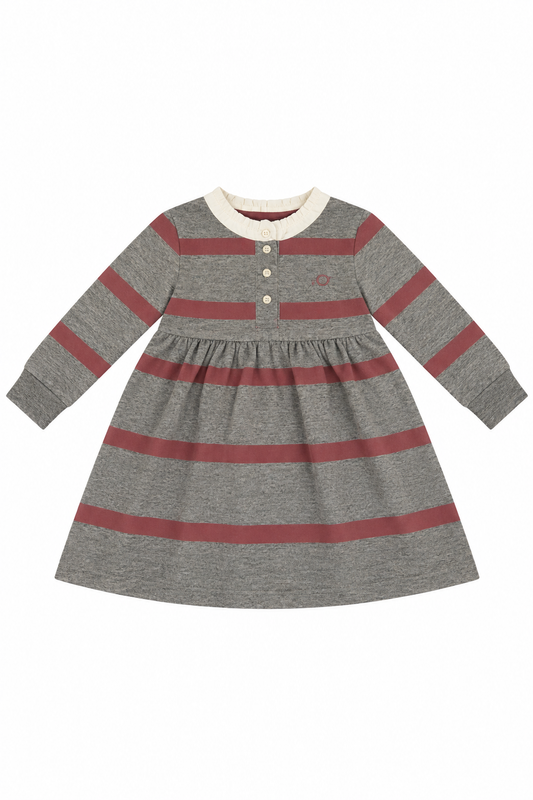 POLO VESTIDO DE RAYAS GRIS Y ROSA NIÑA ELEO