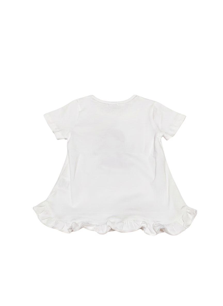 CAMISETA DE MANGA CORTA CON VOLANTE NIÑA FLAMENCO