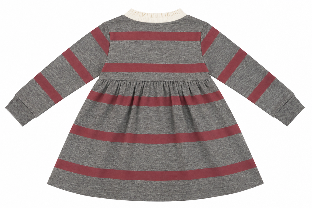 POLO VESTIDO DE RAYAS GRIS Y ROSA NIÑA ELEO