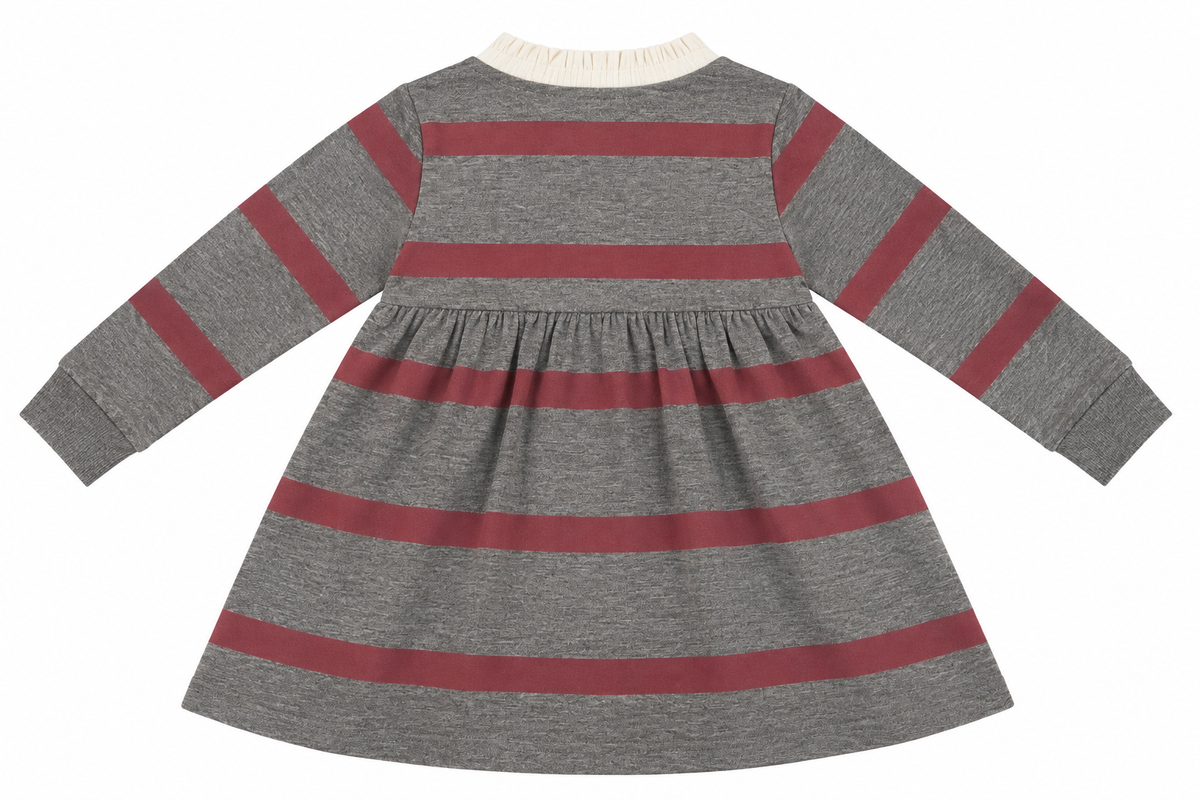 POLO VESTIDO DE RAYAS GRIS Y ROSA NIÑA ELEO