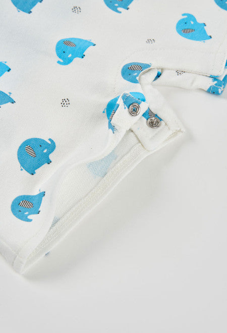 CONJUNTO DE PUNTO CON ESTAMPADO DE ELEFANTES BLANCO