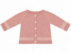 CHAQUETA DE PUNTO PARA BEBÉ CON GRECAS ROSA