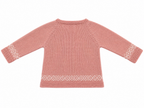 CHAQUETA DE PUNTO PARA BEBÉ CON GRECAS ROSA