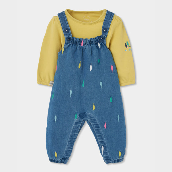 CONJUNTO DE BEBÉ DE PUNTO CON PETO AZUL