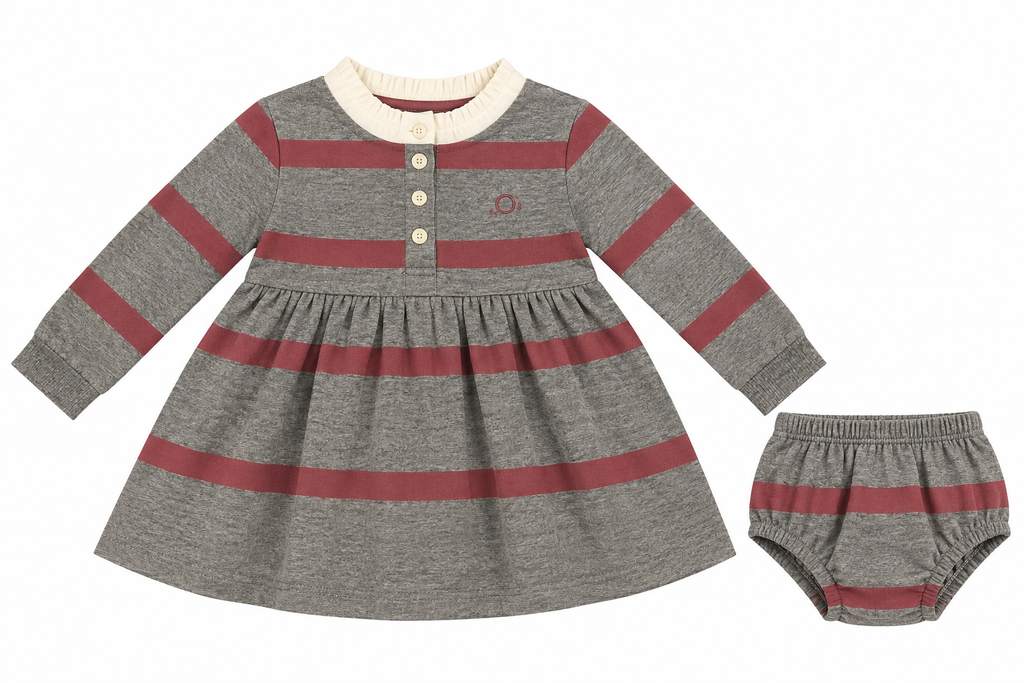 POLO VESTIDO DE RAYAS GRIS Y ROSA ELEO