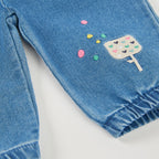 PANTALÓN DENIM DE PUNTO PARA BEBÉ AZUL