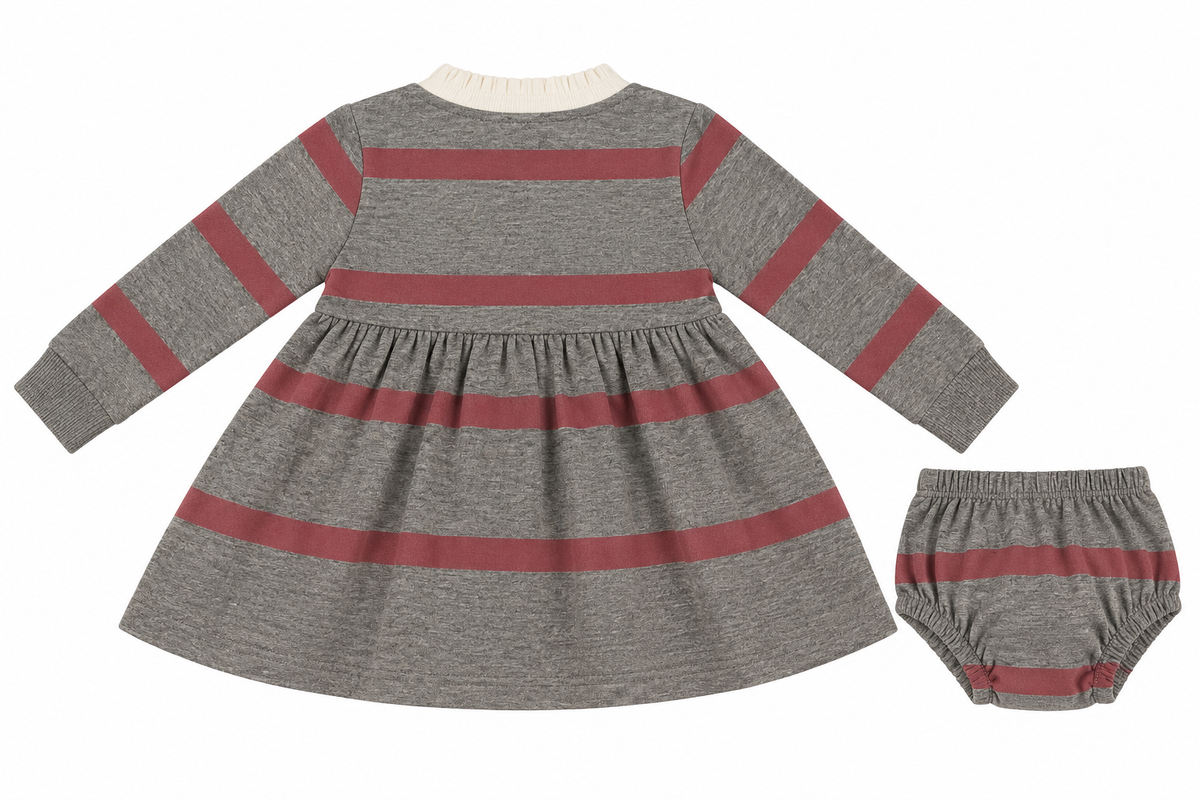 POLO VESTIDO DE RAYAS GRIS Y ROSA ELEO