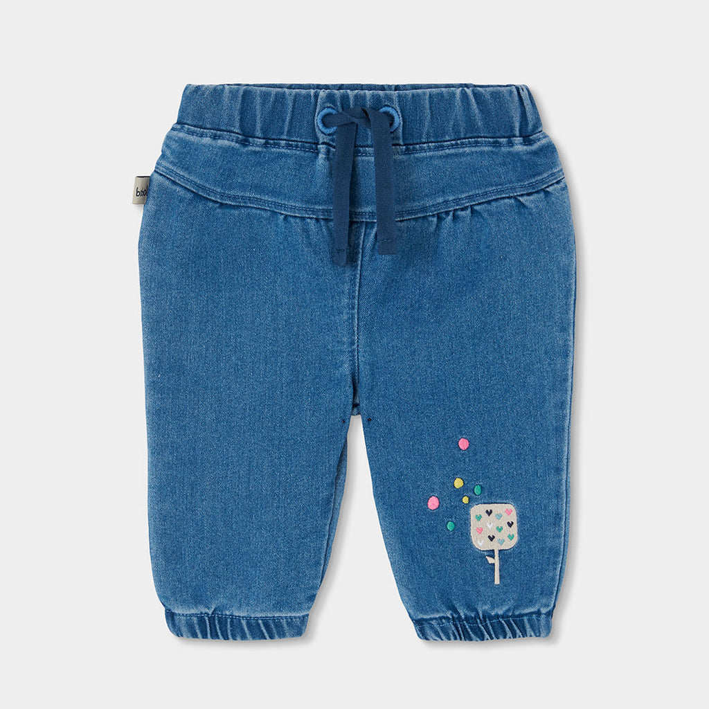 PANTALÓN DENIM DE PUNTO PARA BEBÉ AZUL