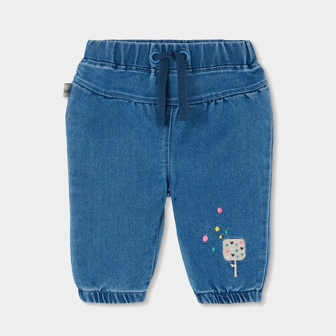 PANTALÓN DENIM DE PUNTO PARA BEBÉ AZUL