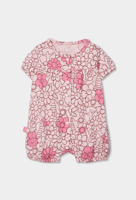 PELELE CORTO DE PUNTO CON ESTAMPADO DE FLORES