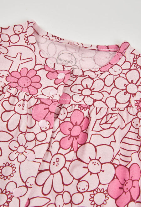 PELELE CORTO DE PUNTO CON ESTAMPADO DE FLORES