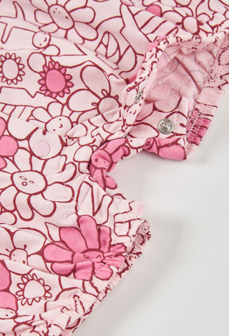 PELELE CORTO DE PUNTO CON ESTAMPADO DE FLORES