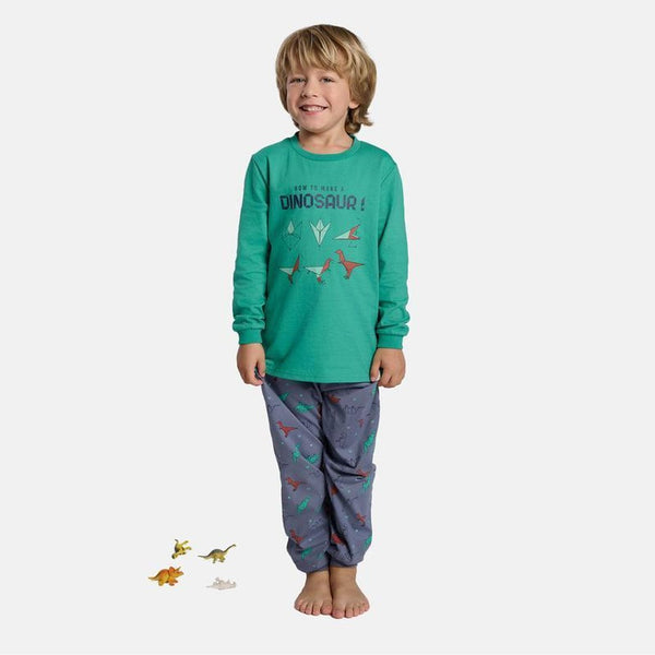 PIJAMA DE MANGA LARGA DINOSAURIOS DE PAPEL