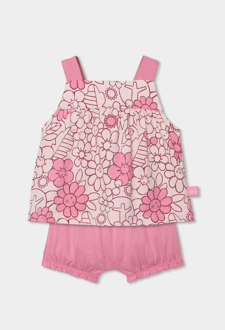 CONJUNTO DE PUNTO CORTO CON ESTAMPADO DE FLORES
