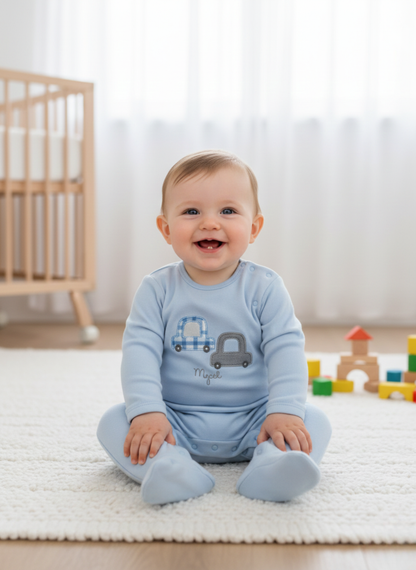 PACK DE 2 PELELES DE MANGA LARGA AZUL Y GRIS DE COCHES
