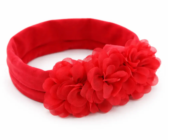 BANDA DE FLORES DE GASA ROJO