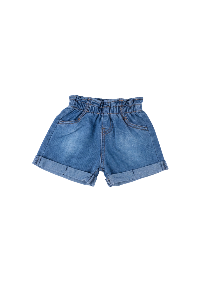 PANTALÓN CORTO VAQUERO NIÑA CON FRUNCIDO