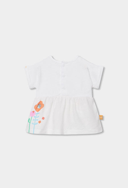 CONJUNTO DE PUNTO BLANCO CON FLORES