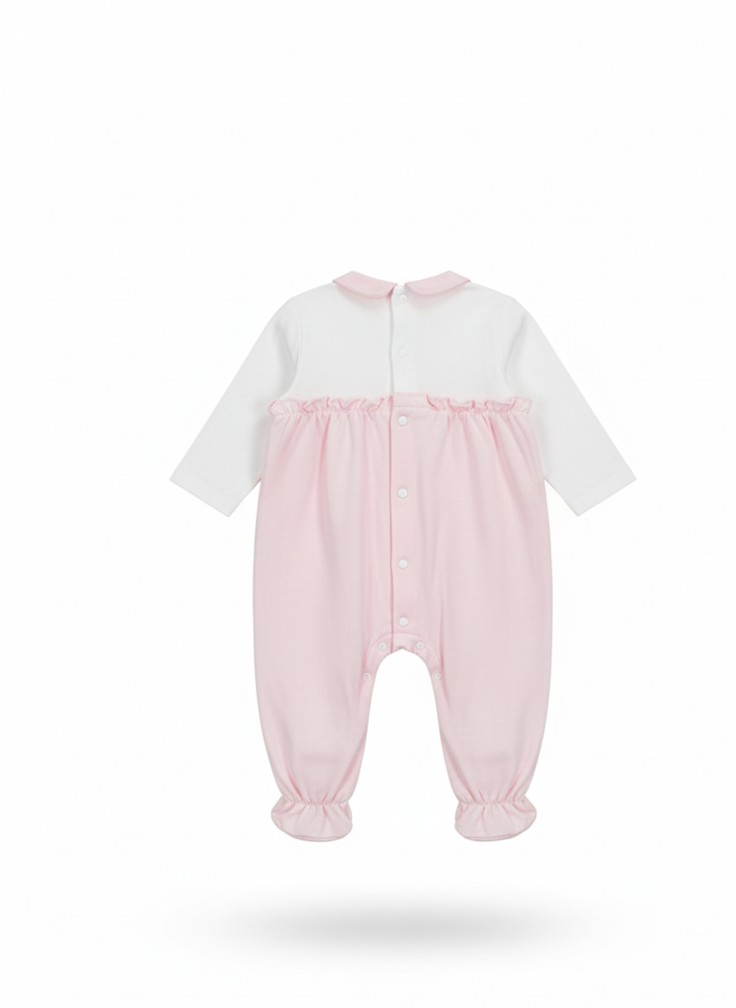 PELELE DE MANGA LARGA BICOLOR: BLANCO Y ROSA CON CUELLO VICHY