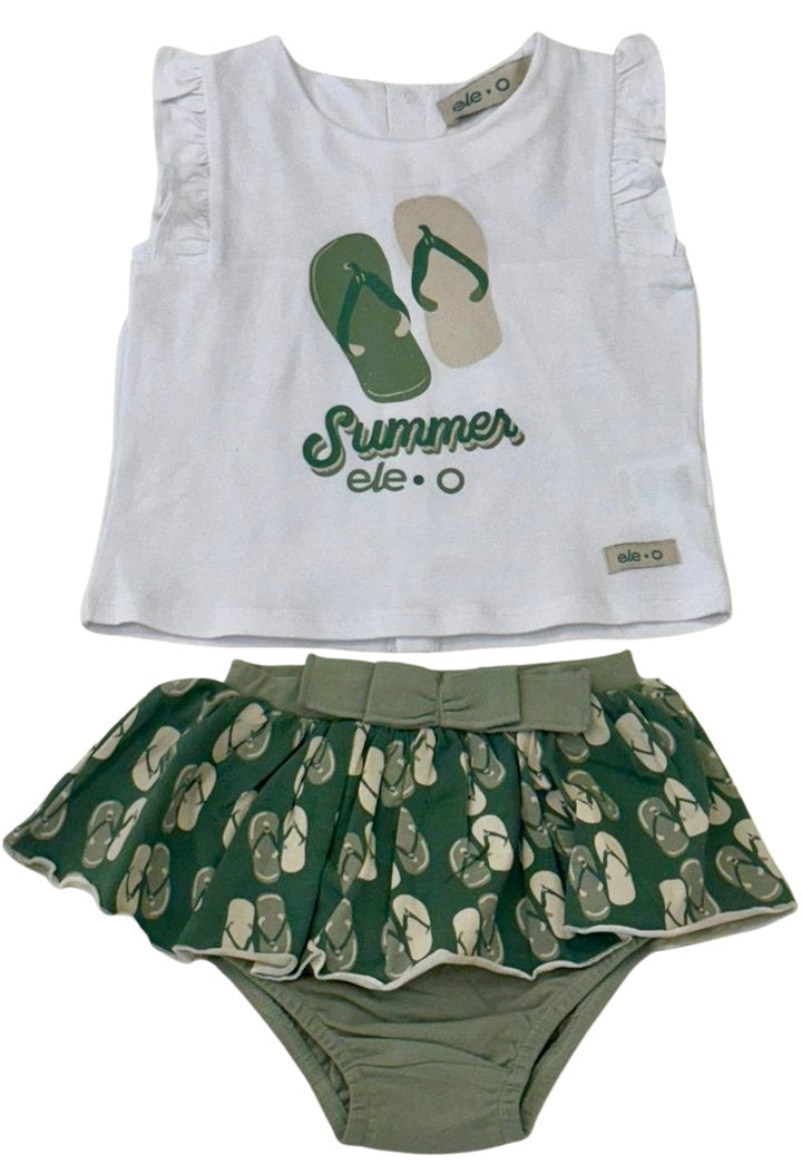 CONJUNTO DE BEBÉ CON FALDA ESTAMPADO DE CHANCLAS
