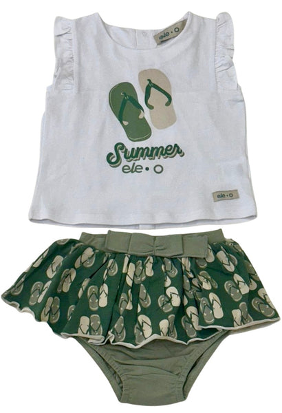 CONJUNTO DE BEBÉ CON FALDA ESTAMPADO DE CHANCLAS