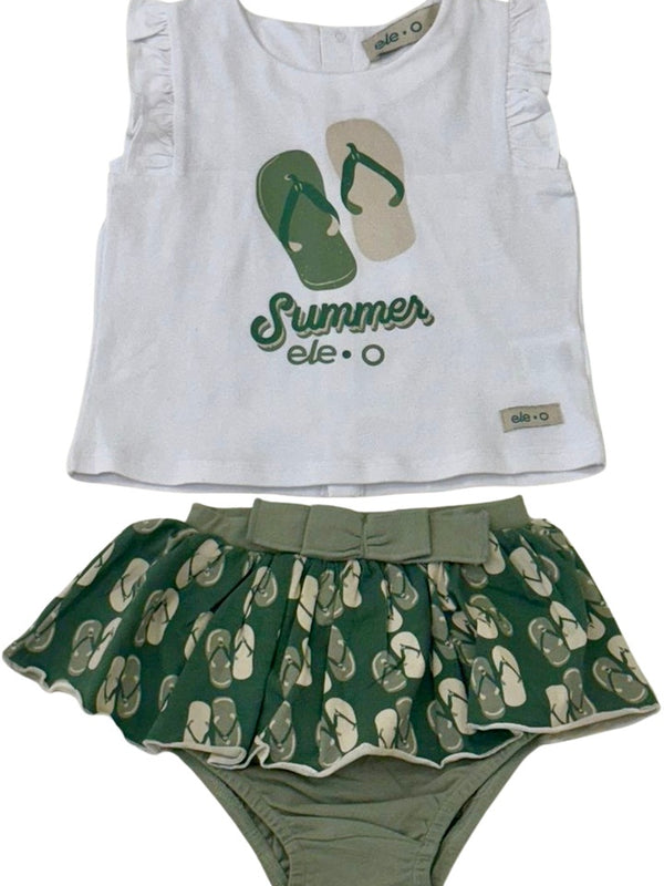 CONJUNTO DE BEBÉ CON FALDA ESTAMPADO DE CHANCLAS
