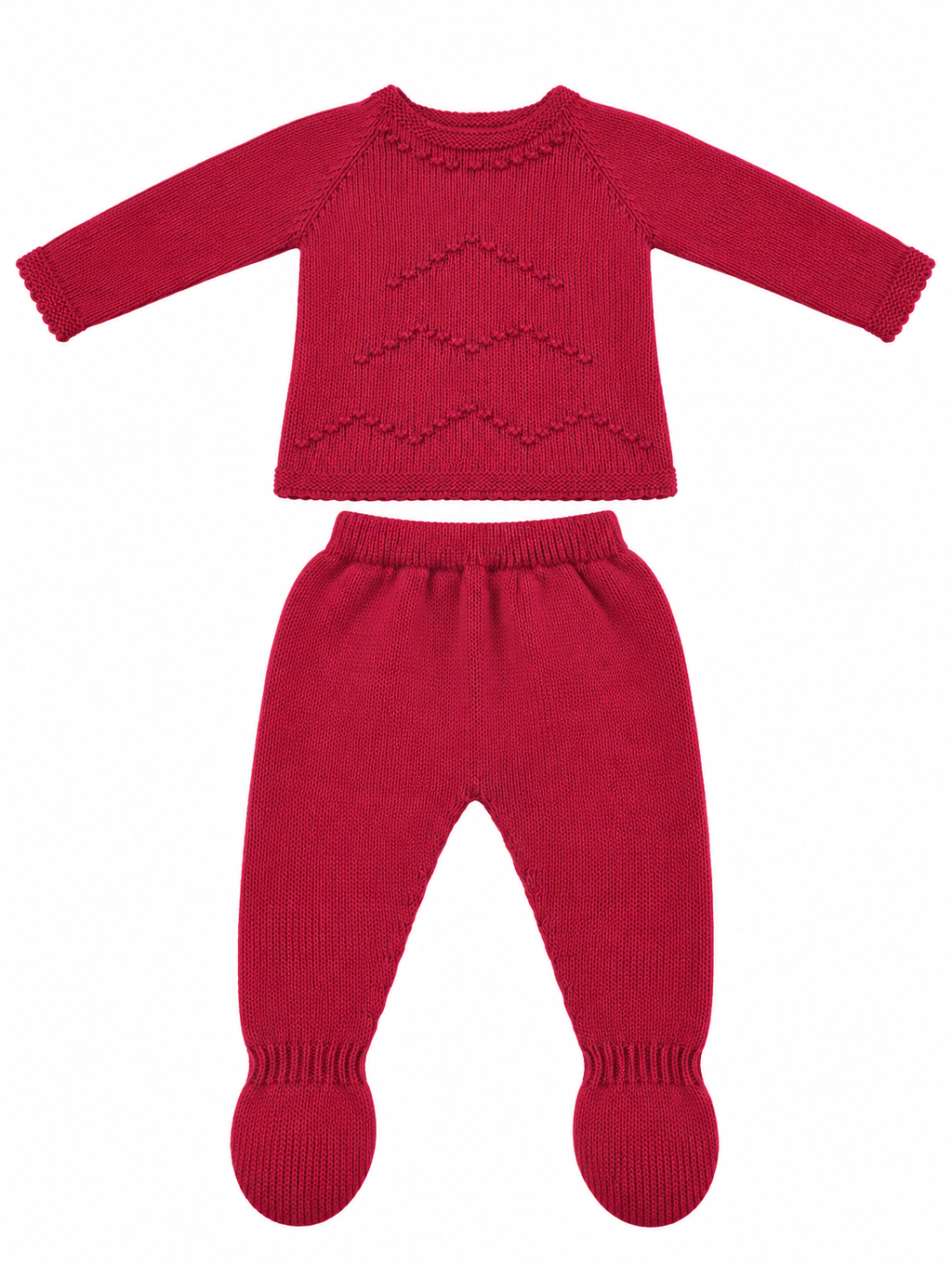 CONJUNTO DE BEBÉ DE LANA MANGA LARGA FUCSIA