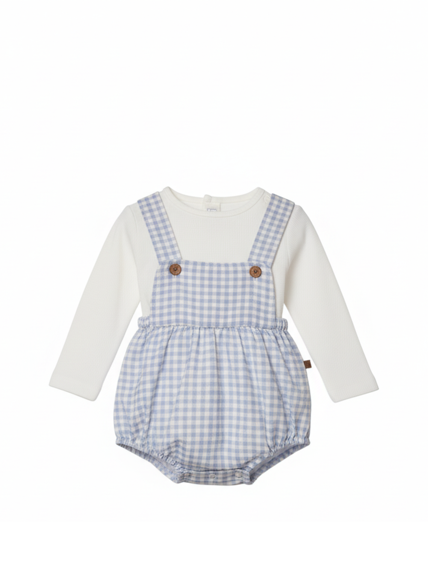 CONJUNTO DE PETO Y BODY DE CUADROS VICHY CELESTES
