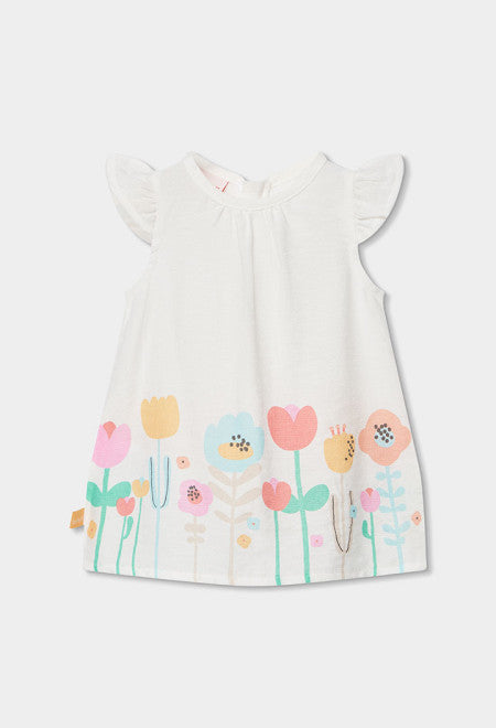VESTIDO TEJIDO DE FLORES BLANCO