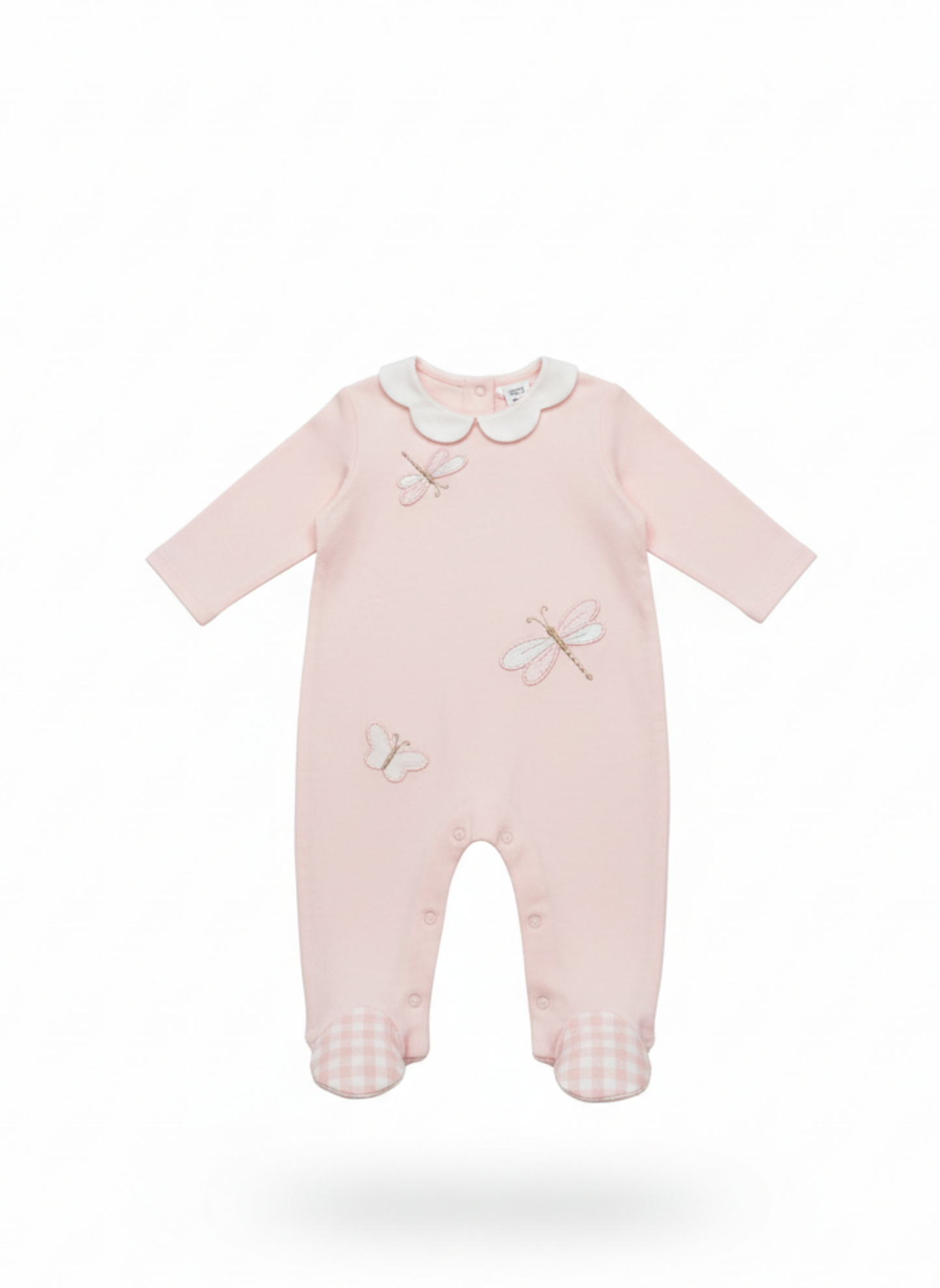 PELELE DE MANGA LARGA: ROSA CON BORDADOS DE LIBÉLULAS