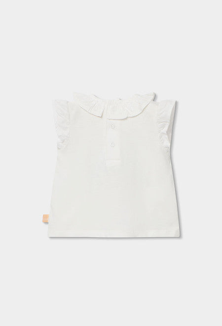 CONJUNTO DE PUNTO BLANCO CON ELEFANTE MULTICOLOR