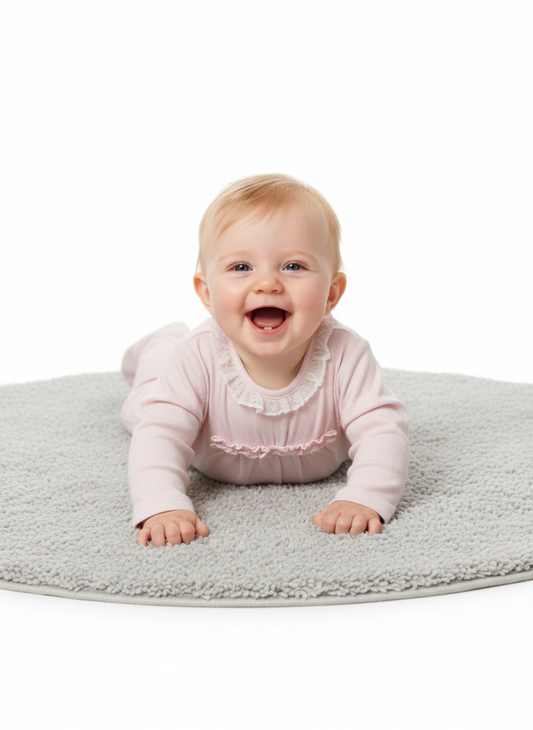 PELELE DE MANGA LARGA: ROSA CON CUELLO DE ENCAJE Y DETALLE FRUNCIDO