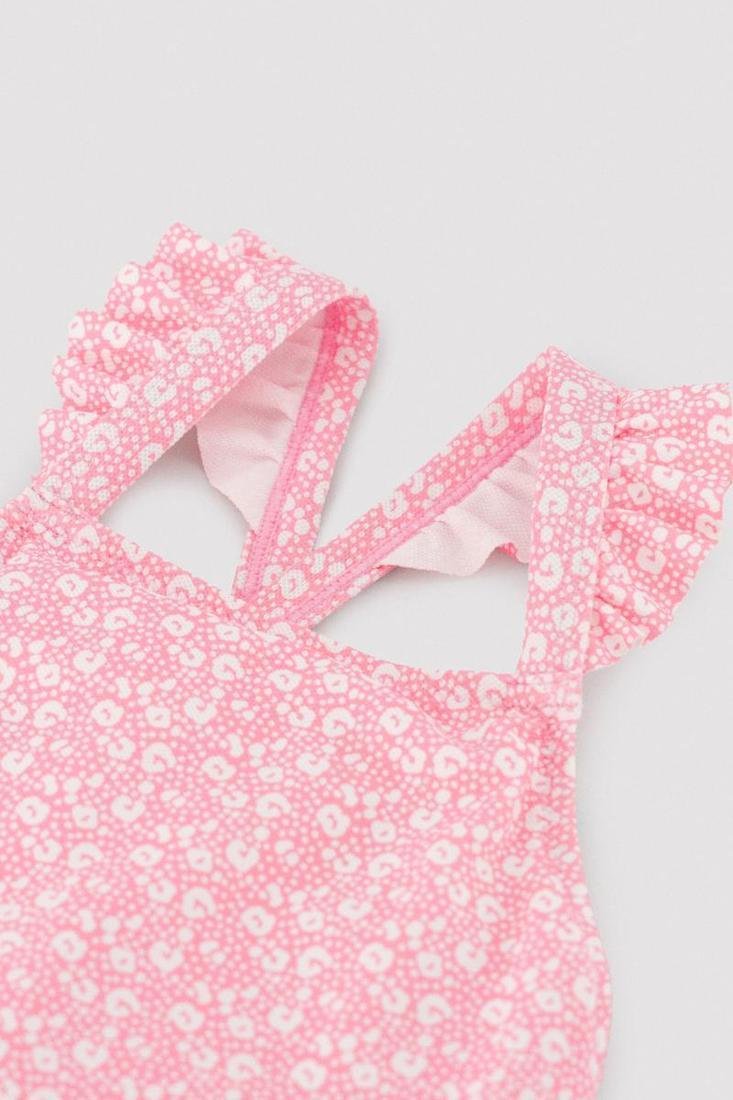 BAÑADOR ESTAMPADO ROSA CON VOLANTES